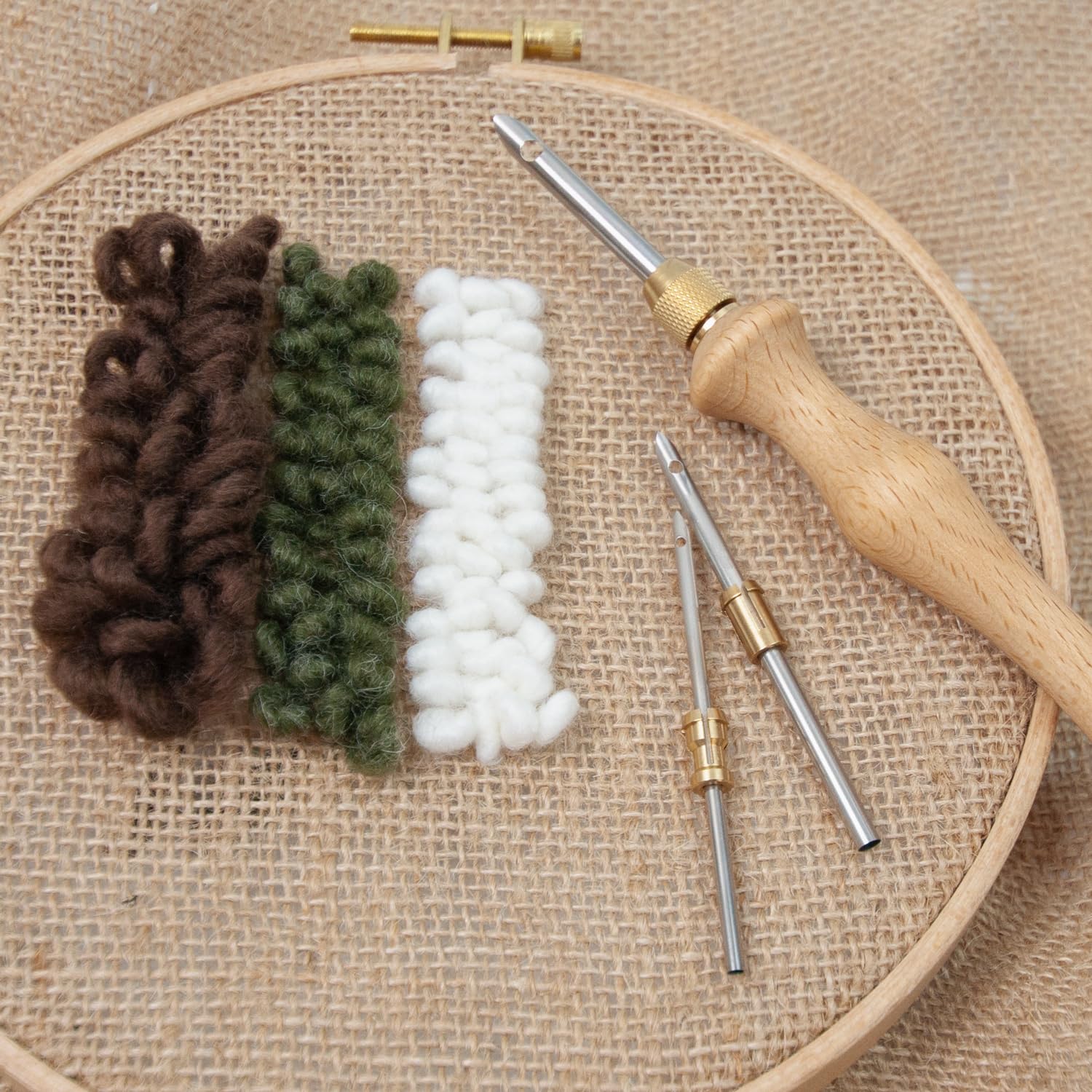 Lampstop Punch Needle Kit 1.6mm-2mm-2.5mm-3.5mm-5mm Metal Tubes Wooden Punch Needle Tool for Beginner Embroidery Floss Cross Stitching