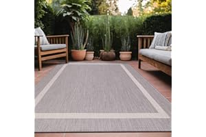 LuuL Home Bordered Outdoor Rug 8x10 Washable Outside Carpet for Indoor Patio Porch Waterproof Easy Cleaning Non Shedding Area Rugs Gray 8 x 10