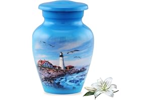 Handcrafted Lighthouse Keepsake Urn for Ashes - Memorial Token With Velvet Pouch & Case