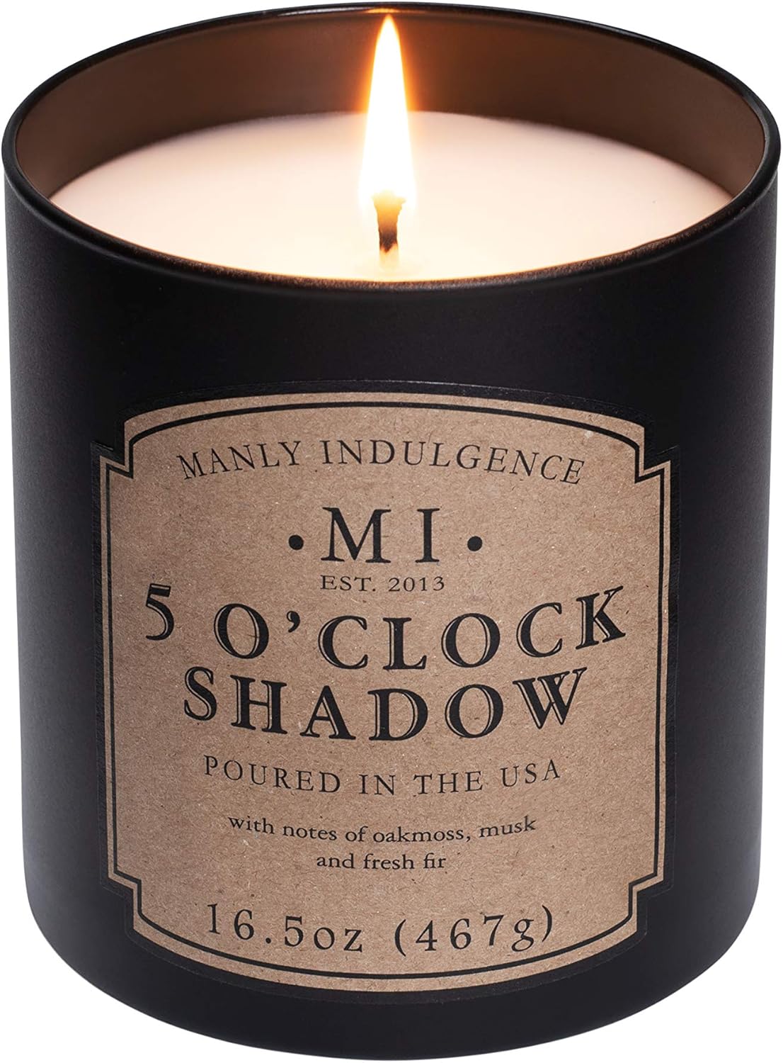 Manly Indulgence 5 O’Clock Shadow Jar Candle, 16.5 oz, Black: Home & Kitchen