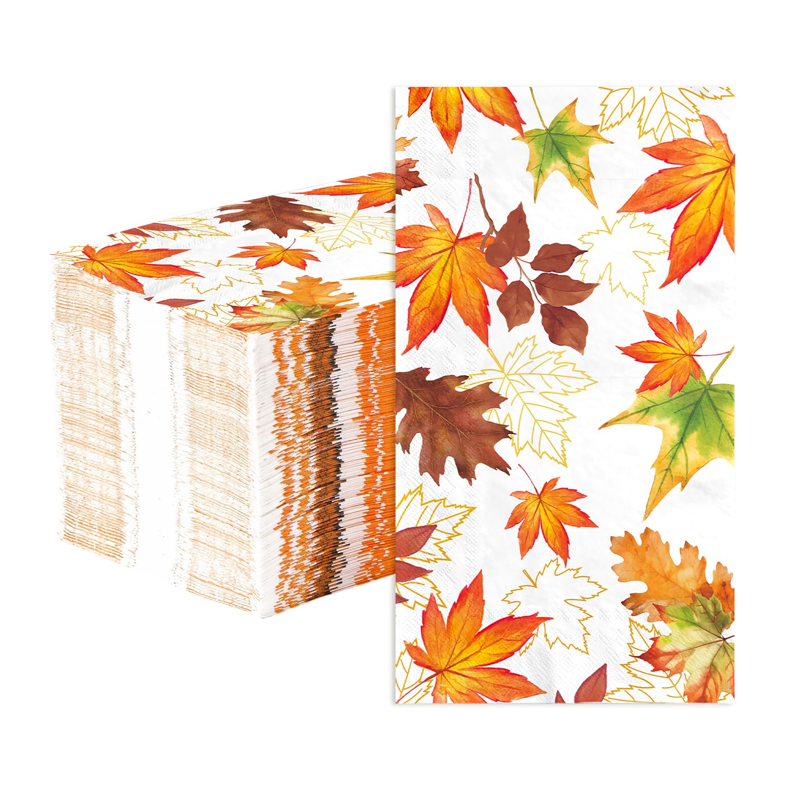 Photo 1 of 100 Pcs Fall Napkins 3 Ply Thanksgiving Guest Napkins Autumn Leaves Paper Napkin Disposable Autumn Paper Towels for Fall Thanksgiving Party Supplies Table Decorations Bathroom Kitchen Home