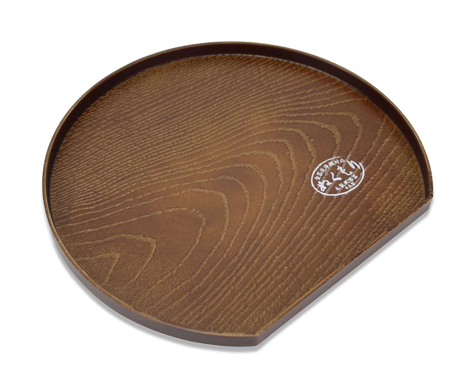 Japan Lacquer Serving Tray, Simulated wood grain Design, 22.5cm half