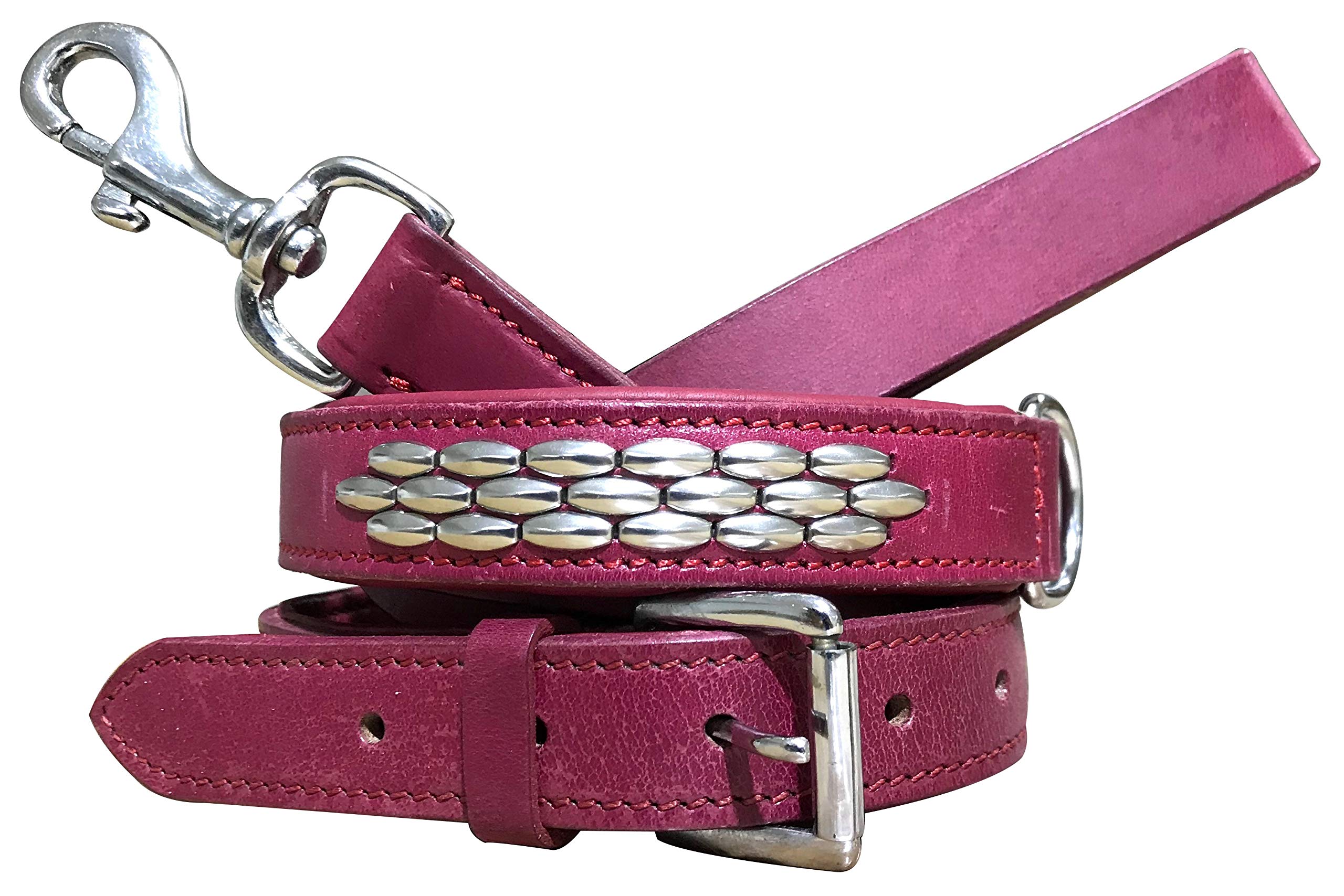 BRADLEY CROMPTON Genuine Leather Matching Pair Dog Collar and Lead Set L