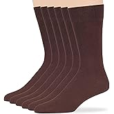7BigStars Men Dress Socks 6 Pairs Crew Size 10-13 13-15 Soft Stay Up Fit Business Office Cotton Comfort