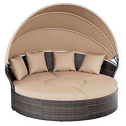 Crownland Outdoor Patio Canopy Bed Round Daybed