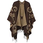 Urban CoCo Women's Printed Tassel Open front Poncho Cape Cardigan Wrap Shawl