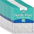 Nordic Pure 20x20x1 (19 1/2 x 19 1/2 x 3/4) Pleated MERV 14 Air Filters 12 Pack