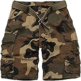 GSGGIG Cargo Short for Men Relaxed Fit Camo Outdoor Hiking Work Cotton Casual Shorts with 9 Pockets No Belt