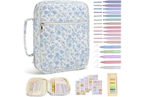 YKFLY Bible Cover Case for Women Large Bible Cover with Durable Handle Quilted Bible Carrying Case for Girls Bible Study Supplies Accessories Christian Gifts for Women (Blue Flower, Blue Flower)