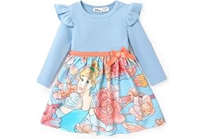 Disney Princess Cinderella Ariel Frozen Elsa Ruffle Sleeve Dress Minnie Mickey Mouse Clothes Baby to Toddler