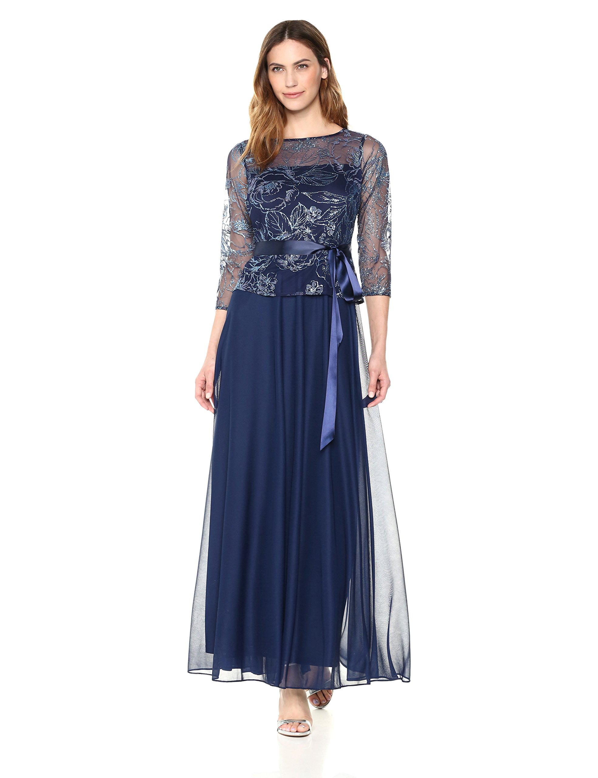 Emma Street Women's Glitter Mesh and Chiffon Gown
