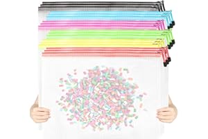 AOGELI 18pcs Mesh Zipper Pouch Bags, A3 16.5x12.3in Large Reusable Waterproof Plastic File Bags for Board Game Puzzle Storage, Organizing Office Supplies Travel Projects (6 Colors)