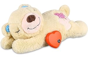 ZALBYUY Puppy Toys with Heartbeat,Puppy Sleep Aid Toy,Small Dog Training Toys for Separation Anxiety Relief,Pets Plush Toys for Dogs Cats (Bear)