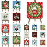 Wovnet 18 Set Christmas Mini Pre Drawn Canvas to Display with Wood Easels Bulk 4