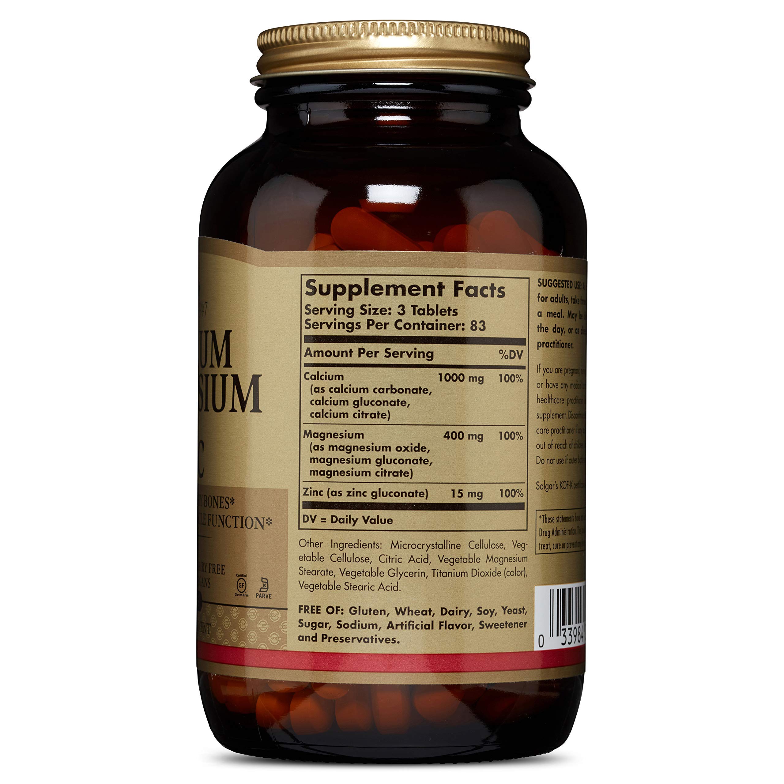 Solgar Calcium Magnesium Plus Zinc, 250 Tablets Buy Online in UAE. Hpc Products in the UAE