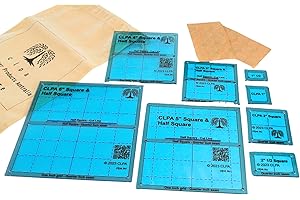 CLPA Premium Set of Clear Square & Half Square Quilting Rulers with Non-Slip Silicone Dots