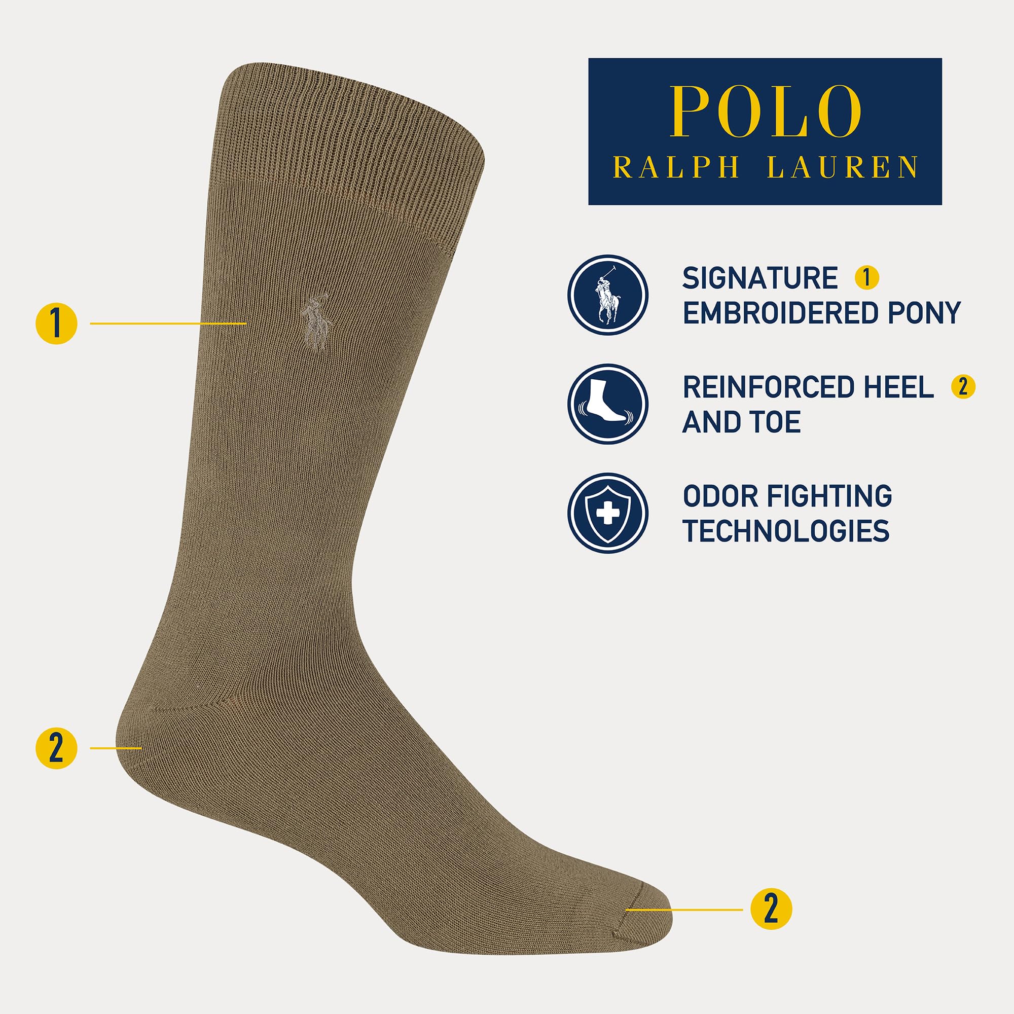 POLO RALPH LAUREN Men's Super Soft Flat Dress Crew Socks (3-Pack)