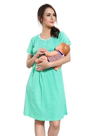 Women's Cotton Printed Maternity Short Nighty