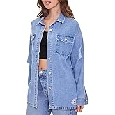 Forever 21 womens Denim Distressed Shacket
