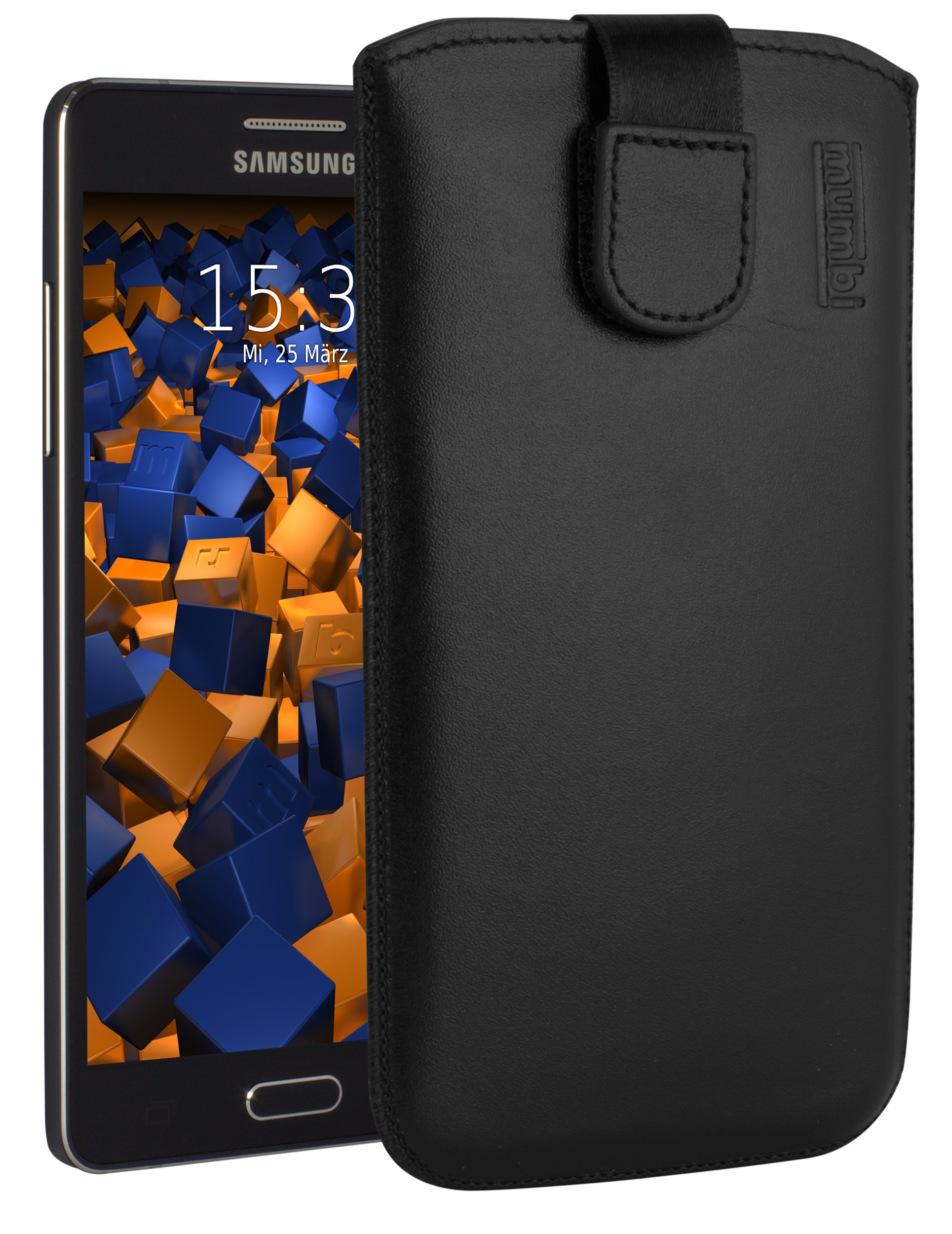 mumbi Genuine Leather Case Compatible with Samsung Galaxy A5 2015 Black — image 1