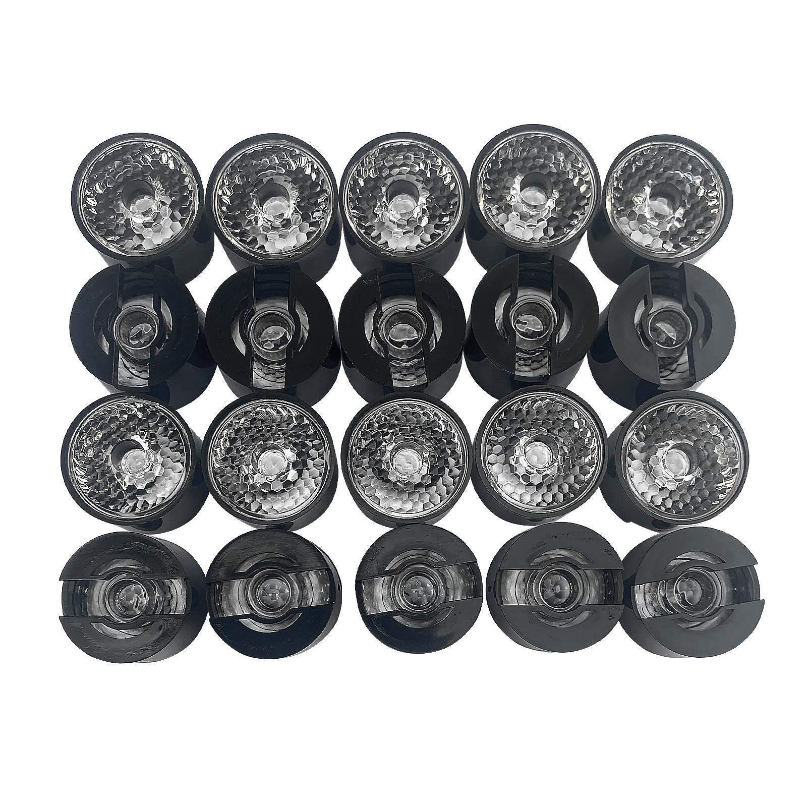 (Pack of 20) Acrylic Lens with Black Holder Bracket, Focusing Led Lens Use for Led Beads, Led Chip, Led Lamp Bulb Focus, 25 Degree Φ20mm