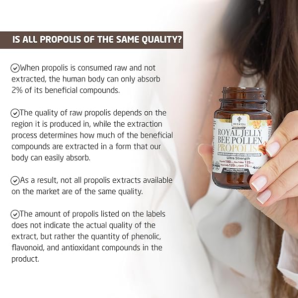 BEE AND YOU ROYAL JELLY + PROPOLIS + BEE POLLEN CHEWABLE TABLETS – HIGH POTENCY – NO ARTIFICIAL FLAVOR/PRESERVATIVES – NO ADDED SUGAR- NO SOY/MILK/GELATIN/GMO/GLUTEN, 500 MG X 60 TABLETS