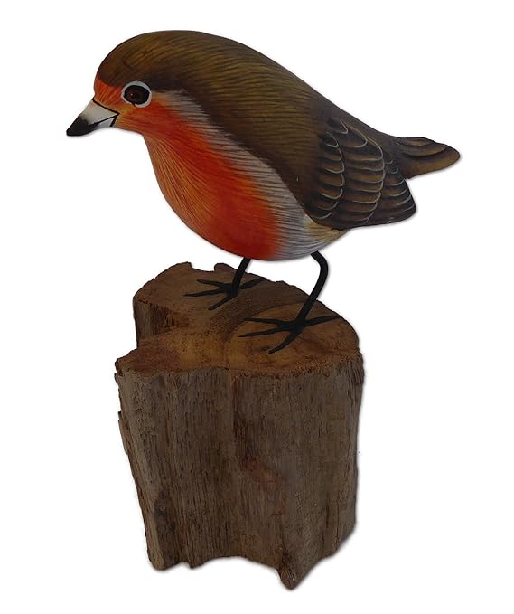 Hand Carved Wooden Bird (Robin) Amazon.co.uk Kitchen & Home