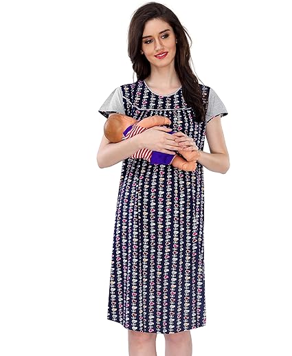 Women Printed Maternity Feeding Nighty