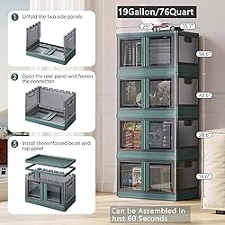 Sineda 19 Gallon Collapsible Storage Bins with
