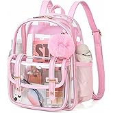 QIXIHU Clear Backpack for Stadium Events, Small Transparent Backpack Mini See Through Bookbag for Women Girls for Concert