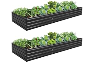ZUNUDA 10×3×1FT(2PCS) Galvanized Raised Garden Bed Kit, Metal Planter Boxes,Large Outdoor Planters Garden for Planting Vegetables,Flowers,Herbs -Black
