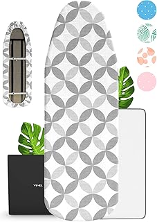 VINEL Bügelbrettbezug 120x40 für Dampfbügeleisen (100% Baumwolle, Gummizug, Komfort Polster) Bügeltischbezug 120 x 40 - Idealer Bügelbrett Bezug für Dampfbügelstationen - Grau