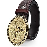 JASGOOD Mens Western Cowboy Belt Buckles for Men,1.5" Wide Genuine Leather Belt Cowgirl Mens Leather Belt for Jeans