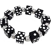 Dice Bracelet, Black Casino Bunco Bracelet For Women, Christmas Birthday Gift For Her, 1 pc