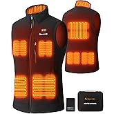 SHALLVIO Men's Fleece Heated Vest with 7.4V 12000mAh Battery Pack Included, 8 Heating Zones Electric Heated Vest for Men