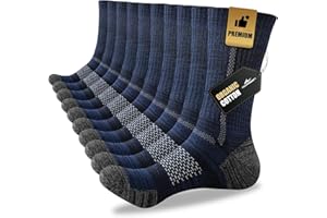 Niorasen Men's Cotton Crew Work Socks, 5 Pairs Cushioned, Moisture Wicking Athletic Socks for Hiking Sports Running