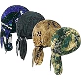 DOCILA 4 Pcs Do Rags Skull Caps for Men Fashion Sweat Wicking Helmet Liner Beanie Breathable Motorcycle Cycling Sports Cap