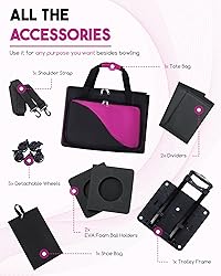 2 Ball Bowling Bag with Wheels Double Dual Bowling