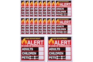 NUOBESTY Emergency Alert Stickers 20-Pack People and Pet Finder Decals for Windows and Doors Fire Rescue Safety Tool Easy Pee