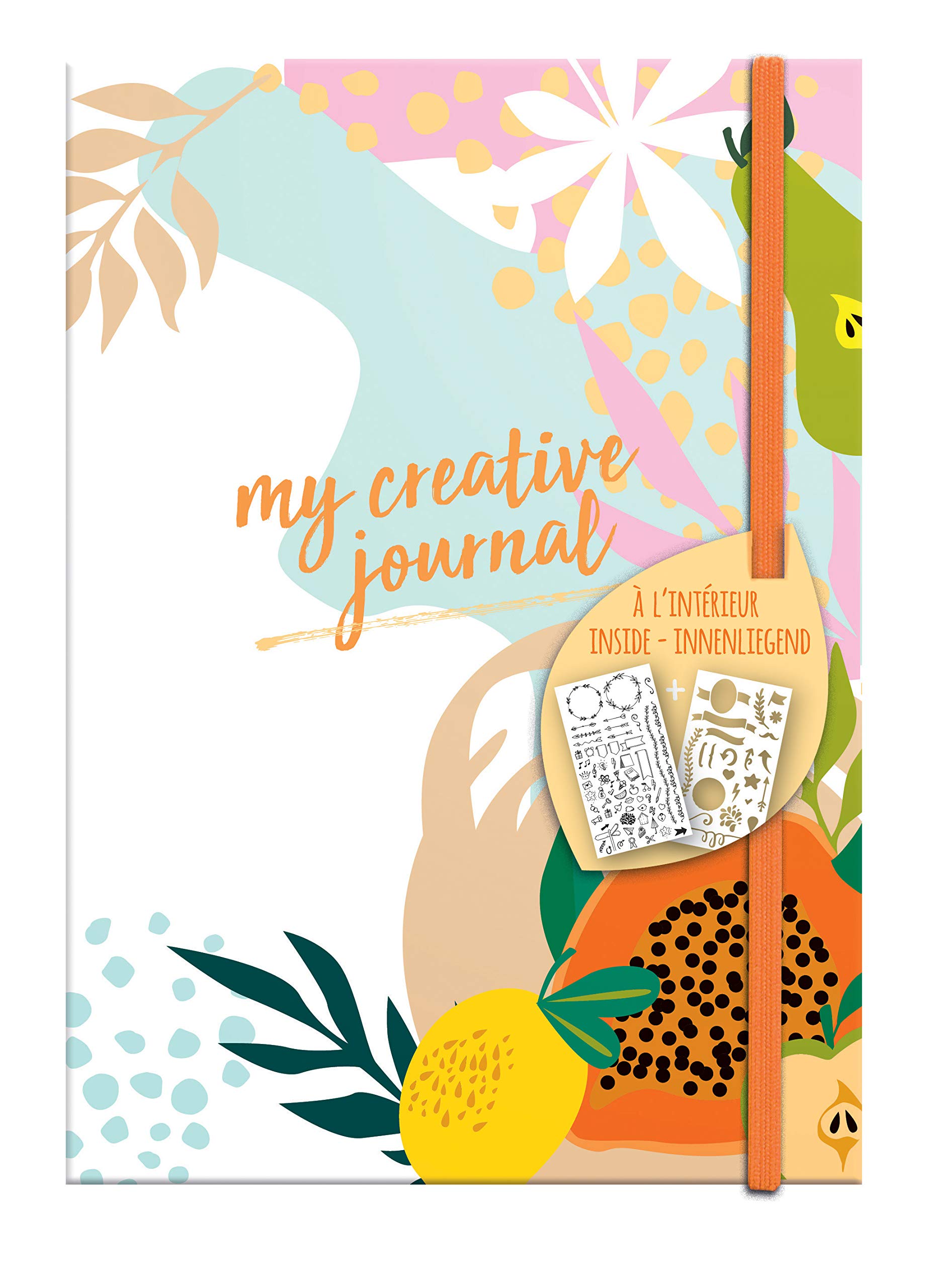 Clairefontaine 97405C "My Creative Journal" notebook with 208 Pages 90g/m² Set Stencils Decals A5 format 14.8x21cm Organization Planning Journal Fruity theme