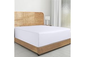 California Design Den 100% Organic Cotton Fitted Sheet Queen Size Only - Percale Queen Deep Pocket Fitted Sheet, Lightweight, Snug-Fit, Crisp, Durable - White