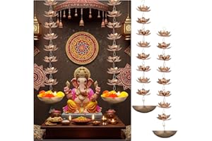 LemonRoad 2 Set Diwali Hanging Urli Bowl Metal Lotus Floating Diya Pot for Flowers & Decor Wall Hanging Uruli Candle Holder for Mandir, Diwali Gift, Indian Traditional Festival Decoration