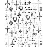 YETOOME 60 Pcs Antique Silver Cross Charms, Alloy Crucifix Pendant Connector for Bracelet Earrings Necklace Jewelry Making (15 Styles)