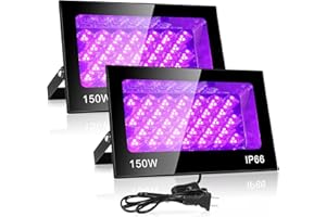 VAYALT 2 Pack 150W LED Black Lights, LED Blacklight for Glow Party, IP66 Waterproof UV Black Light, 395-405nm UV Blacklight, 