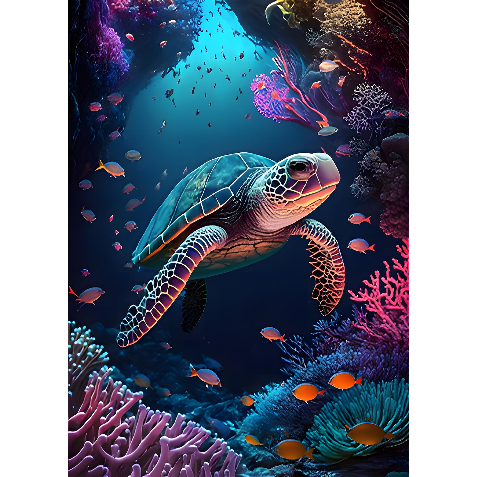 HEIBAGO 5D Diamond Art Painting Kits for Adults, Sea Turtle Diamond Painting Kits for Beginners, Full Drill Round Diamond Dots Kits Animal Painting Craft for Home Art Decor 30x40cm