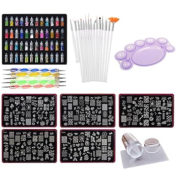 Lifestyle-You Mega Combo Kit of 3D Nail Art, Stamping Image Plates, Silicone Stamper, Tool Set