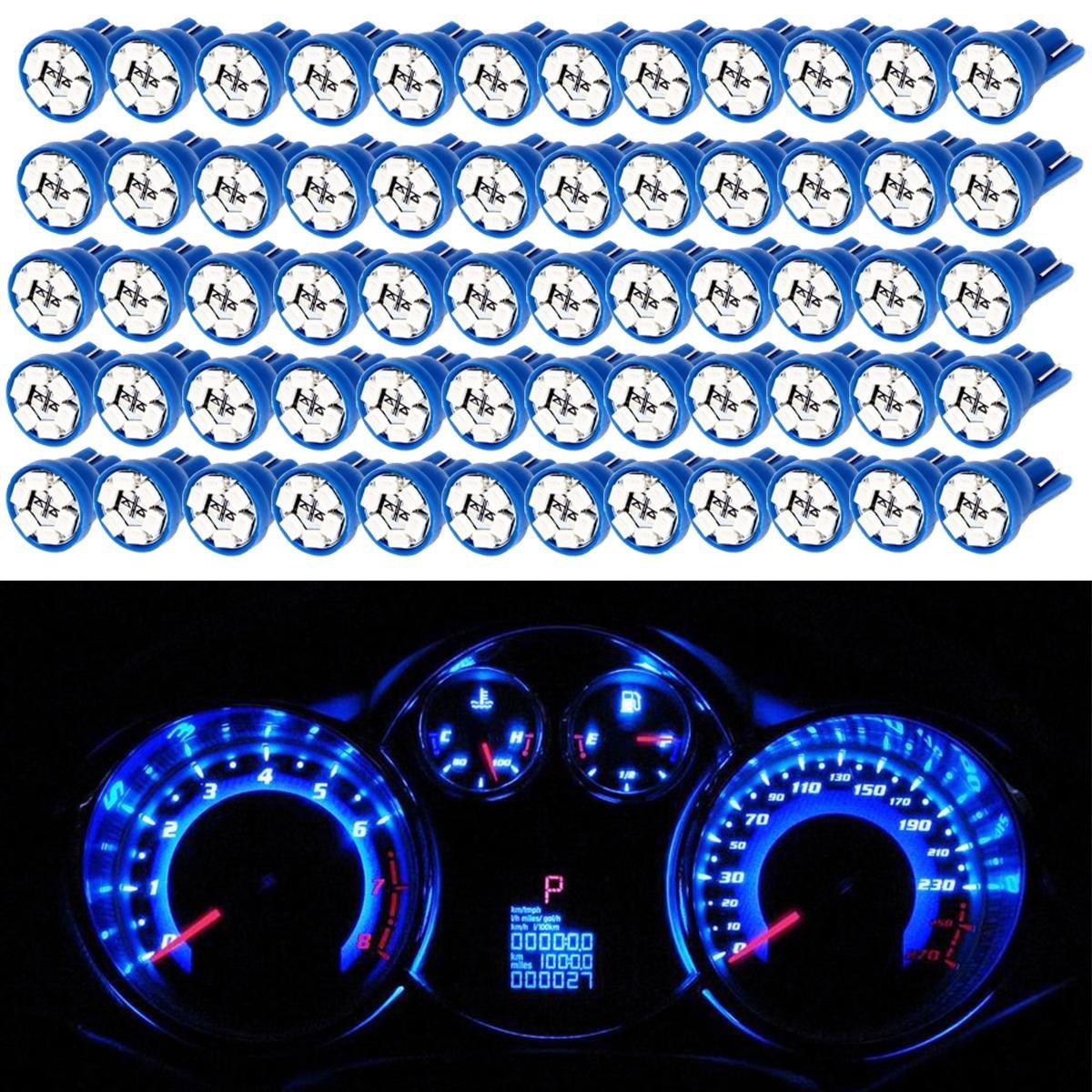 Partsam Blue T10 194 168 6-SMD 3020 LED Bulbs for Car Truck Instrument Panel Dashboard Lights Lamps 12V (Pack of 100pcs)