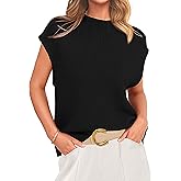 PRETTYGARDEN Womens Mock Neck Sleeveless Sweater Vest 2025 Summer Casual Fall Short Cap Sleeve Knit Ribbed Pullover Tank Tops