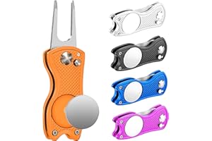 Middletown Outdoors Golf Divot Tool with Magnetic Ball Marker, Multifunctional Divot Tool, Foldable Fork,Fix Divots, Clean Clubs and Cleats, U Shape Bottom can Hold Club