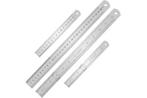 YIPINVE 2PCS Metal Ruler, Steel Ruler with Inch and Metric, Stainless Steel Ruler Set ( 6, 12 inch), Easy to Read inch, mm, cm, for School, Office, Home, Architect, Engineers, Craft